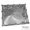 DME Low Profile Billet Oil Pan Suzuki GSXR1000 (01-08), image showing a silver, machined billet aluminum oil pan with a spiral pattern on the bottom.