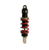 Penske Racing Shocks, Penske Double Adjustable Inline Sport Shock for Kawasaki Concours 14, front view showing black shock absorber with red coil spring and adjustable features. Penske Racing Shocks, Penske Double Adjustable Inline Sport Shock for Kawasaki Concours 14, front view showing black shock absorber with red coil spring and adjustable features.