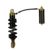 Penske Racing Shocks Penske Triple Adjustable Sport Shock Kawasaki ZX6R, black and gold motorcycle shock absorber with adjustable features. Penske Racing Shocks Penske Triple Adjustable Sport Shock Kawasaki ZX6R, black and gold motorcycle shock absorber with adjustable features.