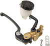 Nissin Radial Master Cylinder Brake Kit, motorcycle brake master cylinder with black and gold components, including a brake lever, fluid reservoir, and mounting hardware. Nissin Radial Master Cylinder Brake Kit, motorcycle brake master cylinder with black and gold components, including a brake lever, fluid reservoir, and mounting hardware.
