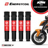 Energy Coil on Plug Stick Coils for KTM 1290 Super Duke R (14-15), four black and red ignition coils with high voltage warning, suitable for motorcycle ignition system. Energy Coil on Plug Stick Coils for KTM 1290 Super Duke R (14-15), four black and red ignition coils with high voltage warning, suitable for motorcycle ignition system.