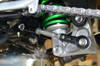 Brocks Performance Brocks Window Lowering Link Kawasaki Ninja H2/R (15-23), Ninja H2 SX / SE /SE+ (18-21), Z H2 (20-23), close-up of motorcycle chain, rear suspension, and lowering link component.