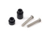 Brocks Performance Brocks Steering Damper Riser Kit Kawasaki Ninja H2 (15-20) ZX10R (11-15), image showing black riser spacers and two silver screws.