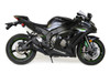 Brocks Performance Brocks Alien Head 2 Full Exhaust 14" Muffler Black Kawasaki ZX10R (16-20), black motorcycle with green accents and exhaust system.