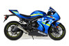 Brocks Performance Brocks Alien Head 2 Full Exhaust 14" Muffler Suzuki GSXR1000 (17-25), blue sports motorcycle with exhaust system and vibrant decals