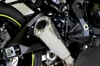 Brocks Performance Brocks Alien Head 2 Full Exhaust 14" Muffler Suzuki GSXR1000 (17-27), close-up image of the high-performance motorcycle exhaust system installed on a Suzuki GSXR1000 with detailed view of the Brocks Alien Head muffler.