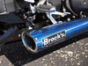 Brocks Performance Brocks Tiwinder Full Exhaust Race Baffle Blue Kawasaki ZX14R 06-25, close-up of the shiny blue exhaust pipe with Brocks Performance logo.