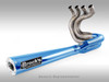 Brocks Performance Brocks Tiwinder Full Exhaust Race Baffle Blue Kawasaki ZX14R (06-25), high-performance motorcycle exhaust system in blue and silver, featuring multiple exhaust outlets and a sleek design.