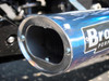 Brocks Performance Brocks Tiwinder Full Exhaust Race Baffle in Blue, front view showing the metal construction and branding on a Kawasaki ZX14R (06-25) motorcycle.