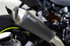 Brock's Performance Brock's Predator Full Exhaust Stainless Front Electro-Black Muffler Suzuki GSXR1000 (17-25), close-up view of the sleek, stainless steel motorcycle exhaust system installed on a Suzuki GSXR1000 sportbike.