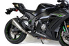 Brocks Performance Brocks Predator 3/4 Slip On Exhaust Titanium Muffler for Kawasaki ZX10R (16-20), mounted on a black motorcycle designed for enhanced performance and sound.