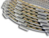 Trac King Clutch Plate Kit Suzuki Hayabusa (02-20), close-up of stacked clutch plates with metallic and friction material components for motorcycle clutch assembly.