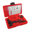 RK Excel RK Chain Breaker & Press Fit Rivet Tool, red plastic carrying case with tools and instructions inside.