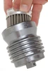 PC Racing Flo Lifetime Reusable Oil Filter Suzuki GSX1300R Hayabusa (99-26), close-up of a durable, reusable motorcycle oil filter with metal construction and directional arrow for flow guidance.