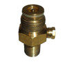 MPS CO2 Bottle Components, a brass valve with threaded connections and a controlling knob for CO2 gas regulation.