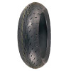 Shinko 003 Ultra Soft Stealth Rear Tire, close-up view of the black motorcycle tire with tread pattern designed for performance.