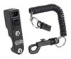 PMR Components PMR Easy Mount Stealth Tether Kill Switch with Toggle, compact black device with coiled tether and clip for vehicle safety and emergency shut-off.
