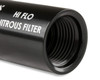 NOS In-Line Hi-Flow Nitrous Filter, 6an, Black, a high-performance black metal nitrous oxide filter with threaded fittings for automotive use. NOS In-Line Hi-Flow Nitrous Filter, 6an, Black, a high-performance black metal nitrous oxide filter with threaded fittings for automotive use.