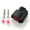 Ryan Schnitz Racing RSR Connector Kit, 2 Way Socket EPC15-2, black and red electrical connector with metal terminals and pink rubber grommets for secure wiring.