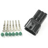 Ryan Schnitz Racing RSR Connector Kit, 6 Way Pin HM, black plastic connector with metal pins and green rubber seals for automotive wiring. Ryan Schnitz Racing RSR Connector Kit, 6 Way Pin HM, black plastic connector with metal pins and green rubber seals for automotive wiring.