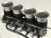 Schnitz Racing Schnitz Billet Velocity Stacks, for Suzuki Hayabusa (08-20), metal velocity stacks with black rubber gaskets and mounting hardware.