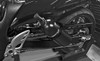 DME Nitrous Bottle Mount Suzuki GSXR1000 (07-08), motorcycle nitrous oxide bottle mounted on the frame of a sleek black Suzuki GSXR1000 sportbike.