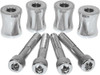 Pingel Front End Lowering Bushings/Handlebar Risers for Suzuki GSX1300R Hayabusa (99-20), image showing four chrome handlebar risers and four mounting bolts.