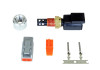 AEM Intake Air Temperature Sensor, 1/8" NPT with installation accessories and components for automotive performance and temperature monitoring.