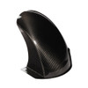 Montgomery Motorsports Street Hugger & Chain Guard Combo, black carbon fiber chain guard with glossy finish and curved design for motorcycle protection.
