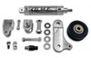 DME Air Ram Chain Tensioner Kit, image showing a cylindrical metal tensioner with DME logo, mounting brackets, pulleys, screws, washers, and other installation components.