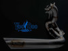 VooDoo Big Tube Sidewinder Black Exhaust Suzuki Hayabusa (22-25), close-up of the sleek black motorcycle exhaust with the blue VooDoo logo beside it.