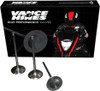 Vance & Hines Titanium Exhaust Valves Kawasaki ZX-10R (11-15), three titanium exhaust valves with a box packaging featuring a motorcycle rider graphic.