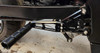 VooDoo Voodoo Rearsets, Grudge, Suzuki Hayabusa (99-25), close-up of black rearsets with footpeg and adjustable linkage on a motorcycle.