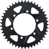 Vortex Rear Aluminum Sprocket, Kawasaki ZX-10R (04-26), black and silver motorcycle sprocket with cut-out design and sharp teeth.