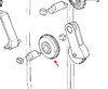 Kawasaki OEM Rubber Cam Chain Roller KZ900-KZ1000, technical diagram showing the rubber roller with red arrow pointing to it.
