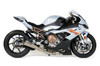 Brocks Performance Brocks CT Megaphone Full System with 17-inch Muffler for BMW S1000RR 2020-2025, motorcycle exhaust system with sleek black and gold finish.