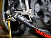 M4 Performance Exhausts M4 GP Black Slip On Exhaust Honda CBR1000RR (17-26), close-up of the sleek black exhaust with M4 logo installed on a motorcycle.