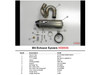 M4 Performance Exhausts M4 Street Slayer Titanium Slip On Exhaust for Honda CBR1000RR (2008-2016), with various components including titanium muffler, stainless steel pipe, clamps, and mounting hardware laid out.