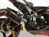 M4 Performance Exhausts M4 Tech1 Full Carbon Fiber Exhaust Titanium Midpipe Suzuki GSXR600/750 (11-26), close-up view of the motorcycle's exhaust system featuring a carbon fiber muffler and titanium midpipe.