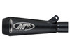 M4 Performance Exhausts M4 GP Black Slip On Exhaust Suzuki GSXR1000 (07-08), black motorcycle exhaust with M4 branding and mounting bracket.