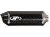 M4 Performance Exhausts M4 Street Slayer Carbon Slip On Exhaust Kawasaki ZX-10R (08-10), black carbon fiber finish with silver mounting brackets and logo.