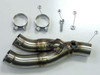 M4 Performance Exhausts Muffler Box Eliminator Kit for Yamaha YZF-R6 (06-20), metal exhaust pipe components with clamps, bolt, and washer. M4 Performance Exhausts Muffler Box Eliminator Kit for Yamaha YZF-R6 (06-20), metal exhaust pipe components with clamps, bolt, and washer.