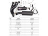 M4 Performance Exhausts M4 Black Exhaust System Yamaha MT-09/XSR900 (21-25), image showing the components including the exhaust pipes, muffler, brackets, sensors, and mounting hardware arranged for installation.