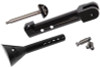 VooDoo Adjustable Kickstand Yamaha VMAX1700 (85-07), image showing the black metal kickstand with mounting hardware and an Allen wrench for installation.