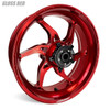 Coremoto Apex-6 Forged Aluminum Wheels Suzuki Hayabusa (22-25), glossy red motorcycle wheel with a five-spoke design and high-quality finish.