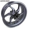 Coremoto Apex-6 Forged Aluminum Wheels Suzuki GSXR1000 (09-16), image of a sleek, satin gray forged aluminum motorcycle wheel with a modern design.
