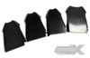 DME Carbon Fiber Belly Pan Suzuki GSXR 1000 (05-06), four black carbon fiber motorcycle belly pan panels with a glossy finish and textured weave pattern.