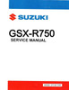 Suzuki OEM GSX-R750 Service Manual, book cover with Suzuki logo and model details