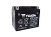 Yuasa YTX12-BS Battery, motorcycle battery for Suzuki Hayabusa (08-20), black sealed lead acid battery with white label and symbols.