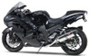 Yoshimura R-77 Slip On Exhaust Kawasaki ZX14R (12-25), aftermarket motorcycle exhaust system installed on a black Kawasaki ZX14R sportbike.